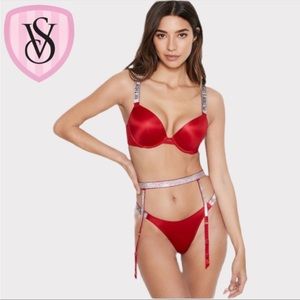 ❤️ Victoria's Secret Shine Strap Red Garter Belt